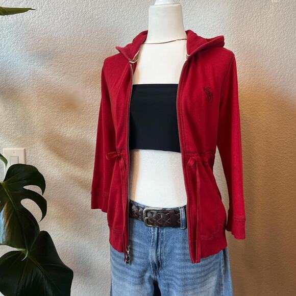 RARE ARCHIVE cherry red A&F cinched waist zip up - Picture 3 of 8
